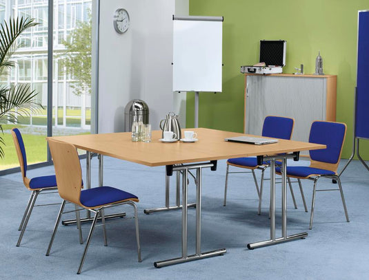 FlexFold • klaptafel T-poot recht • esdoorn • onderstel verchroomd