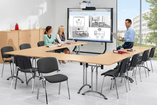 FlexFold • klaptafel Y-poot gebogen • esdoorn • onderstel verchroomd