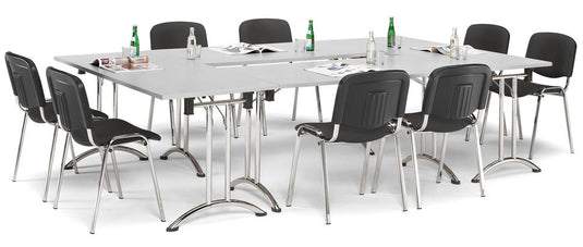 FlexFold • klaptafel Y-poot gebogen • esdoorn • onderstel verchroomd