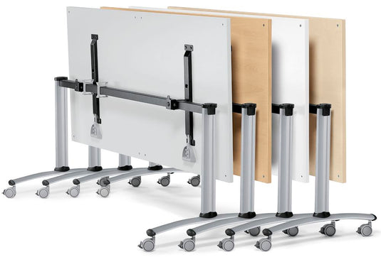 FlexFold • klaptafel met wielen • beuk • onderstel lichtgrijs