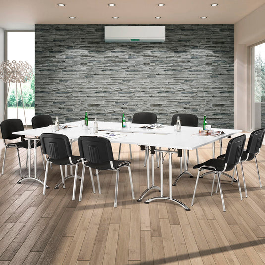 FlexFold • klaptafel Y-poot gebogen • esdoorn • onderstel verchroomd