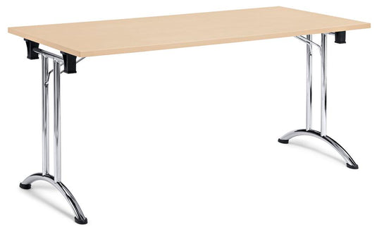 FlexFold • klaptafel Y-poot gebogen • esdoorn • onderstel verchroomd