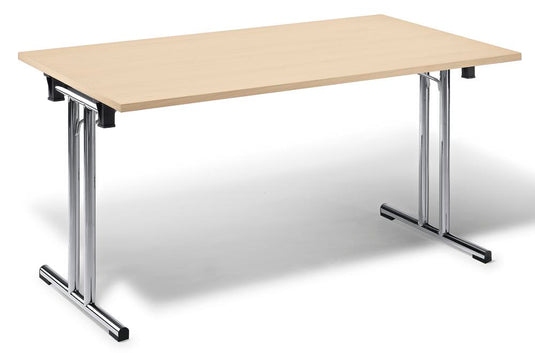 FlexFold • klaptafel T-poot recht • esdoorn • onderstel verchroomd