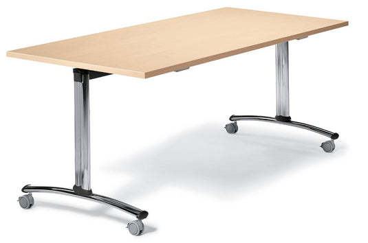 FlexFold • klaptafel met wielen • esdoorn • onderstel verchroomd