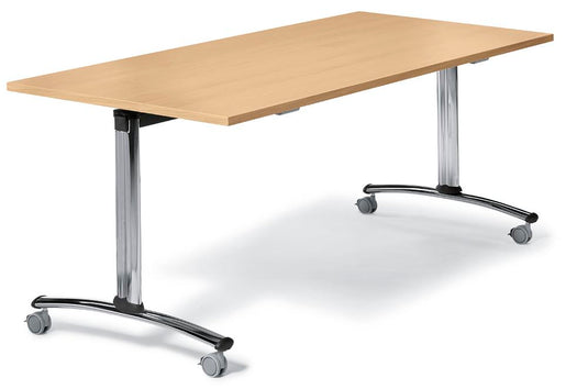 FlexFold • klaptafel met wielen • beuk • onderstel verchroomd