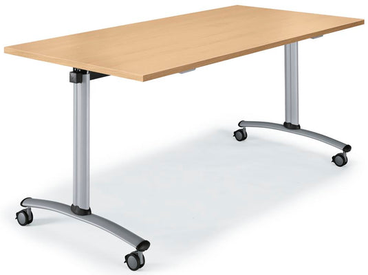 FlexFold • klaptafel met wielen • beuk • onderstel lichtgrijs