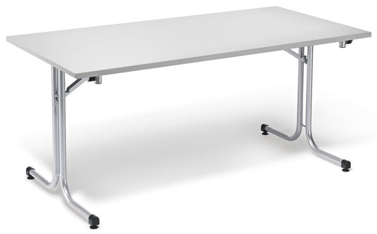 FlexFold • klaptafel T-poot gebogen • lichtgrijs • onderstel aluzilver
