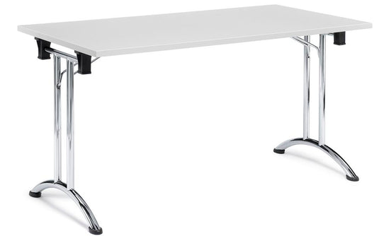 FlexFold • klaptafel Y-poot gebogen • lichtgrijs • onderstel verchroomd