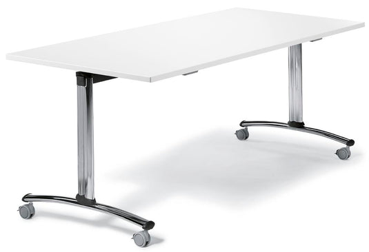 FlexFold • klaptafel met wielen • wit • onderstel lichtgrijs