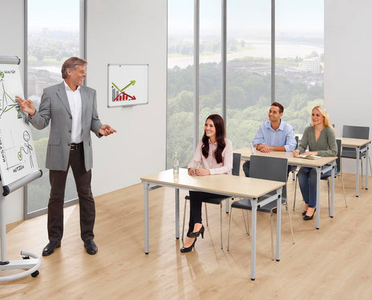 FlexFold • klaptafel 4-poots • lichtgrijs • onderstel aluzilver