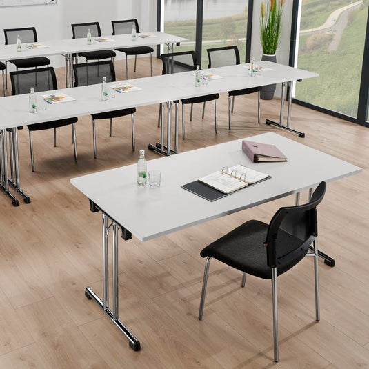 FlexFold • klaptafel T-poot recht • esdoorn • onderstel verchroomd