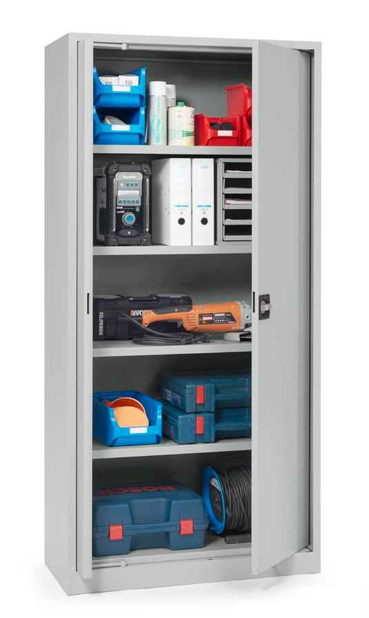 Metalen kantoorkast met draaischuifdeuren