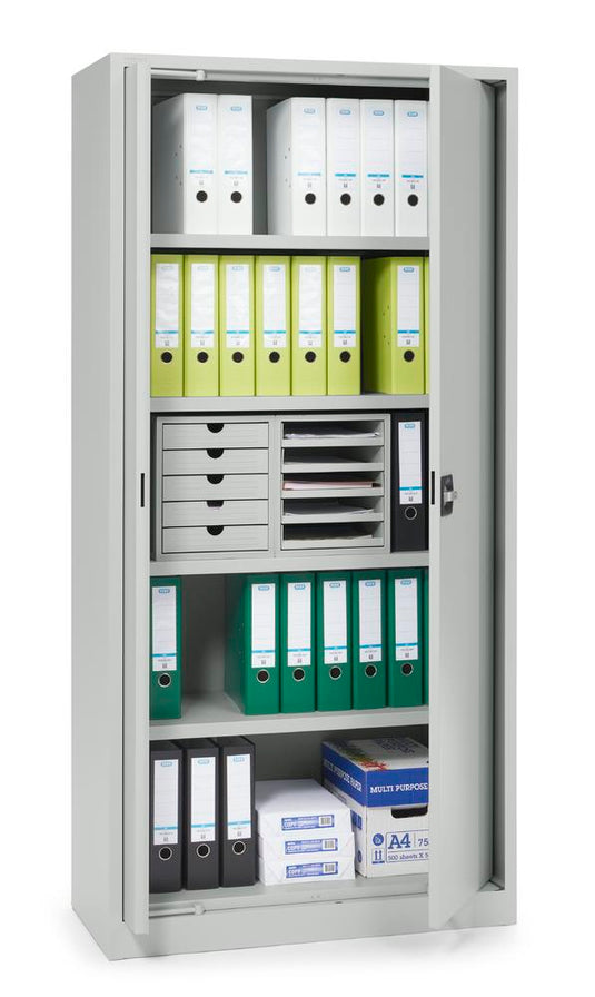 Metalen kantoorkast met draaischuifdeuren