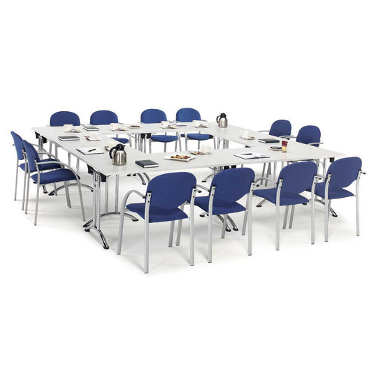 FlexFold • klaptafel Y-poot gebogen • esdoorn • onderstel verchroomd