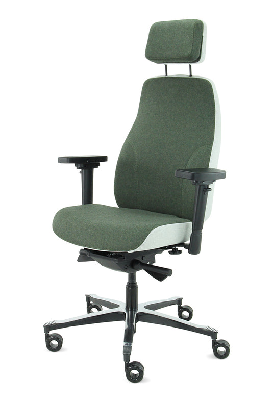 Bureaustoel Firenze • Olijf/Asgrijs • Met hoofdsteun