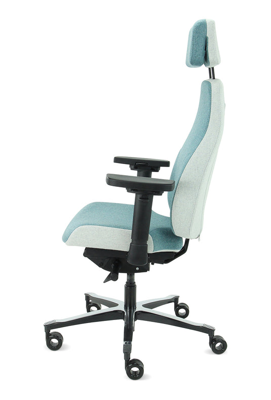 Bureaustoel Firenze • Azuur/Asgrijs • Met hoofdsteun