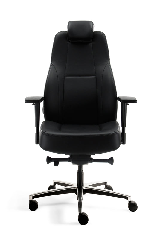 Bari • 24-uurs bureaustoel • Leder zwart