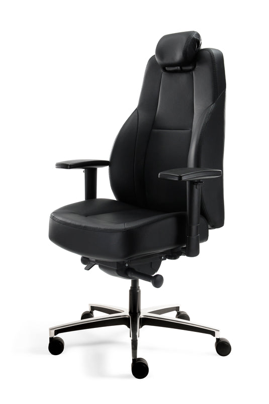Bari • 24-uurs bureaustoel • Leder zwart