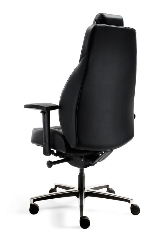 Bari • 24-uurs bureaustoel • Leder zwart