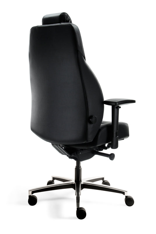 Bari • 24-uurs bureaustoel • Leder zwart