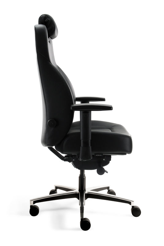 Bari • 24-uurs bureaustoel • Leder zwart