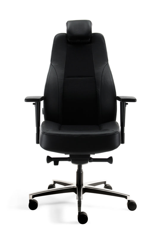 Bari • 24-uurs bureaustoel • Leder-stof mix zwart