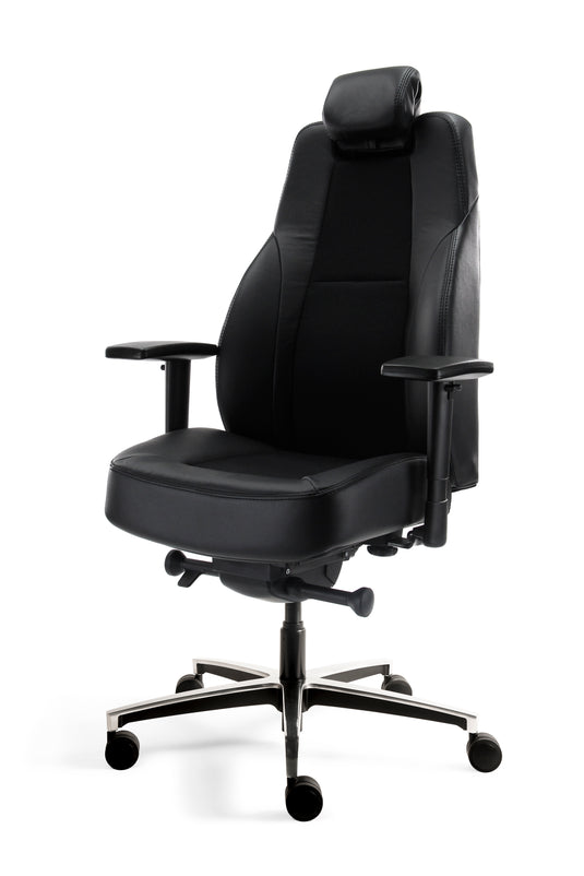 Bari • 24-uurs bureaustoel • Leder-stof mix zwart