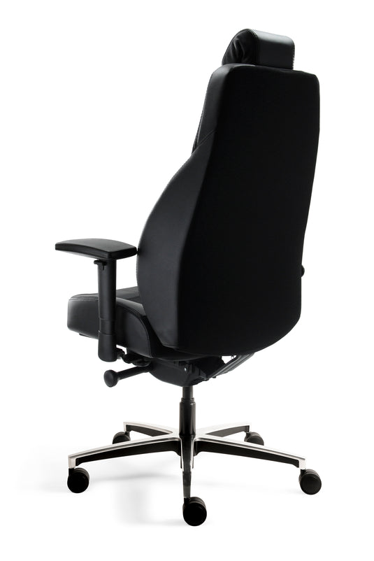 Bari • 24-uurs bureaustoel • Leder-stof mix zwart