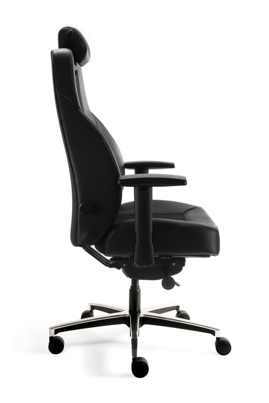 Bari • 24-uurs bureaustoel • Leder-stof mix zwart