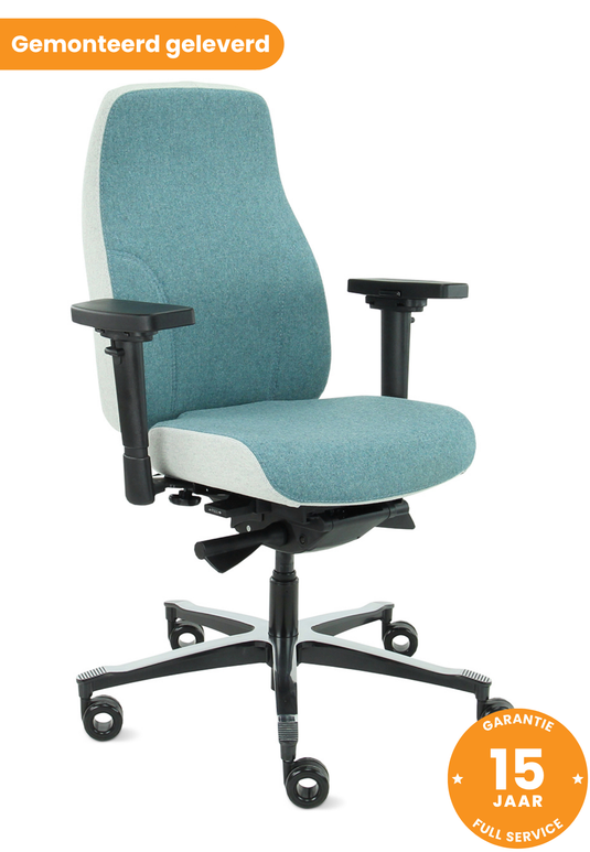 Bureaustoel Firenze • Azuur/Asgrijs • Zonder hoofdsteun