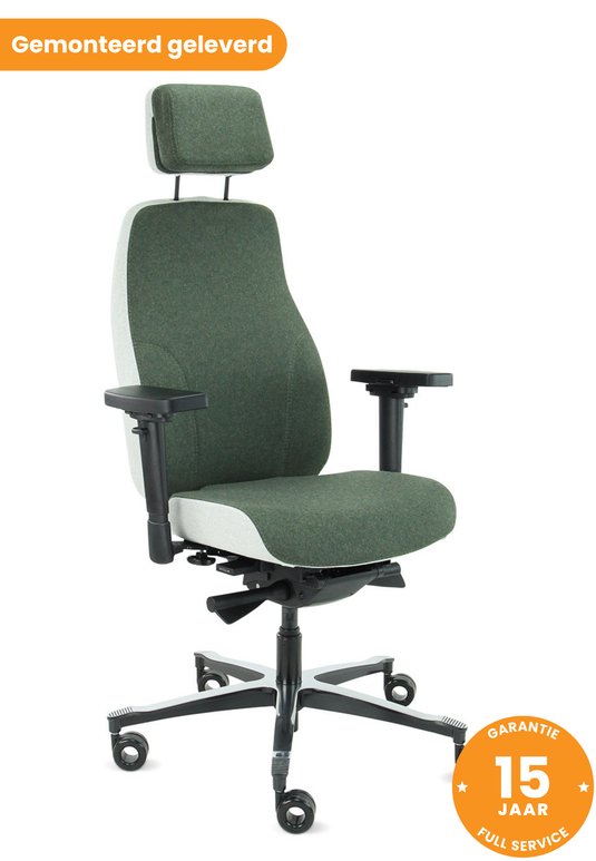 Bureaustoel Firenze • Olijf/Asgrijs • Met hoofdsteun