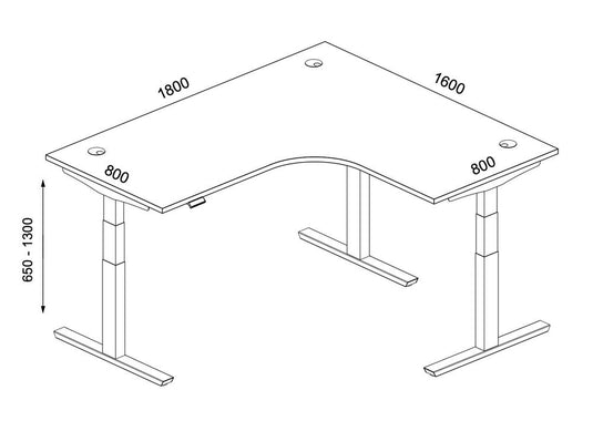 Zit-sta hoogteverstelbare hoekbureau • XXL Multi M Pro