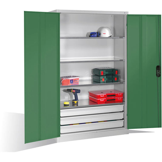 Werkplaatskast • Materiaalkast • Ladeblok onder • Hoogte 1950 mm