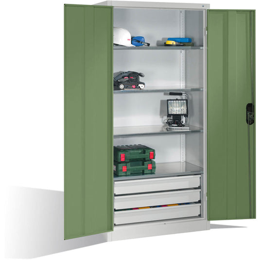 Werkplaatskast • Materiaalkast • Ladeblok onder • Hoogte 1950 mm