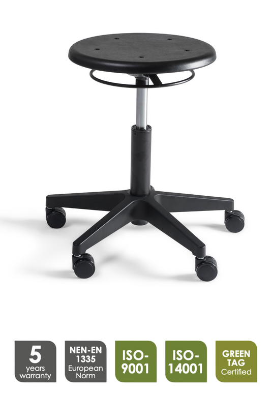 Werkkruk Stool 10 | Laag - PU Zitting - Kunststof onderstel - Wielen