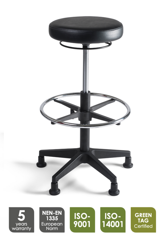 Werkkruk Stool 150 | Hoog - Kunstlederen Zitting - Kunststof onderstel - Glijdoppen