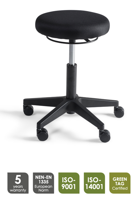 Werkkruk Stool 40 | Laag - Gestoffeerde Zitting - Aluminium onderstel - Wielen
