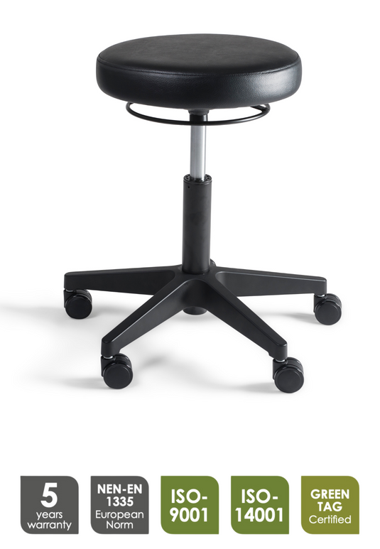 Werkkruk Stool 50 | Laag - Kunstlederen Zitting - Kunststof onderstel - Wielen