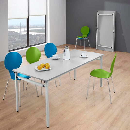 FlexFold • klaptafel 4-poots • lichtgrijs • onderstel aluzilver