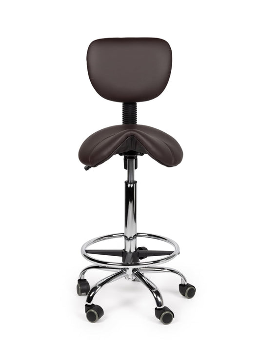 Zadelkruk met rugleuning en voetring • Bruin • Hoog