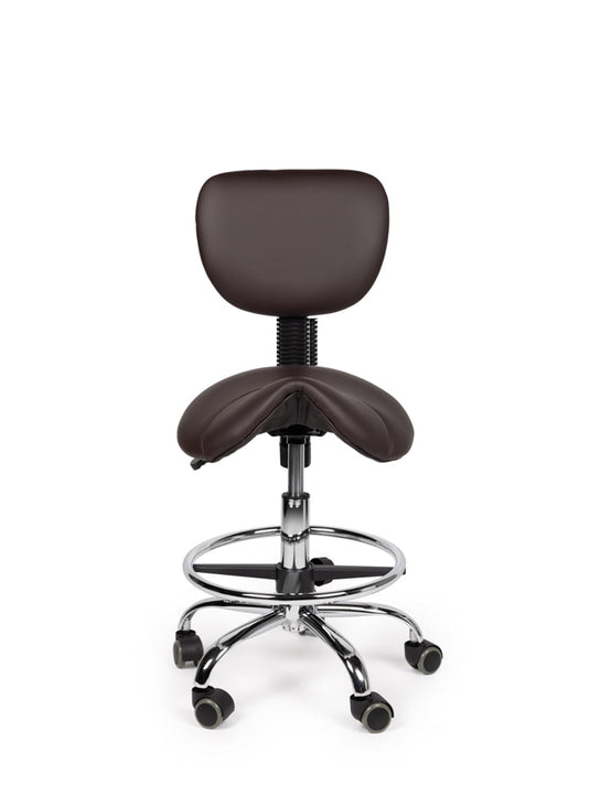 Zadelkruk met rugleuning en voetring • Bruin • Laag