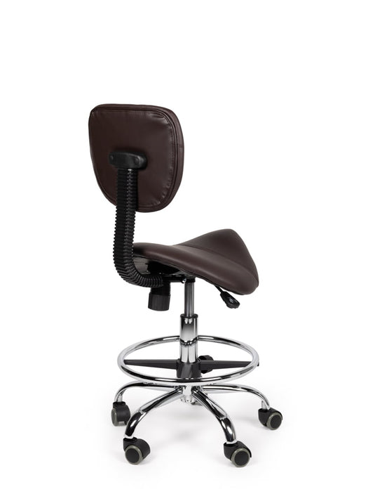 Zadelkruk met rugleuning en voetring • Bruin • Laag/Standaard/Hoog