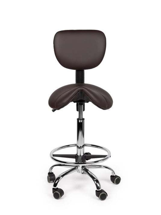 Zadelkruk met rugleuning en voetring • Bruin • Standaard