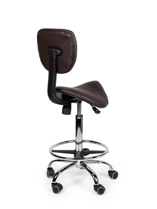 Zadelkruk met rugleuning en voetring • Bruin • Standaard