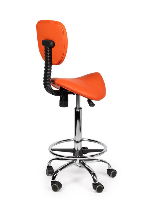 Zadelkruk met rugleuning en voetring • Oranje • Hoog