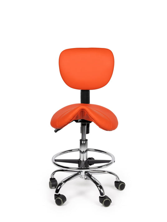 Zadelkruk met rugleuning en voetring • Oranje • Laag