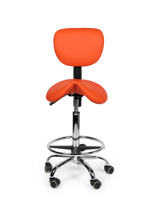 Zadelkruk met rugleuning en voetring • Oranje • Standaard