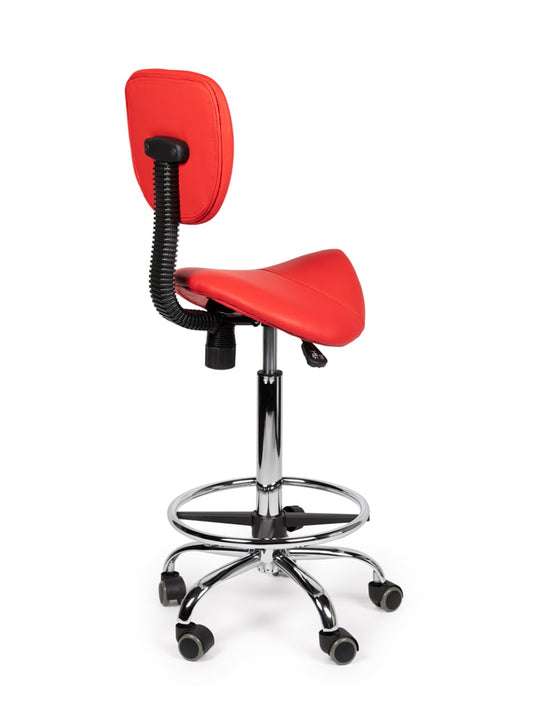 Zadelkruk met rugleuning en voetring • Rood • Hoog