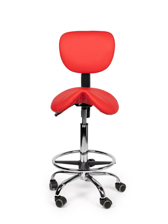 Zadelkruk met rugleuning en voetring • Rood • Standaard