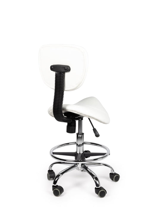 Zadelkruk met rugleuning en voetring • Wit • Laag